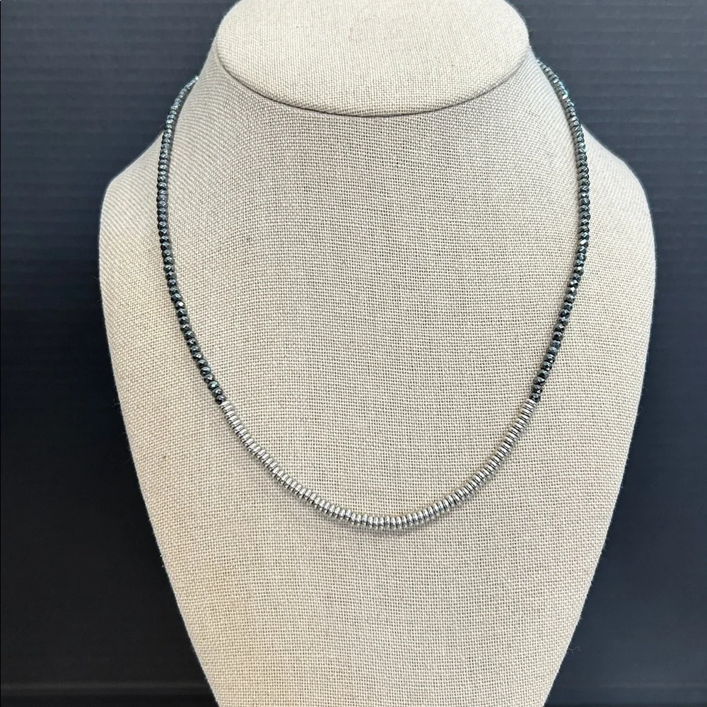 Bronze Milor Hematite Bead Necklace - Minimalist Silver and Black
